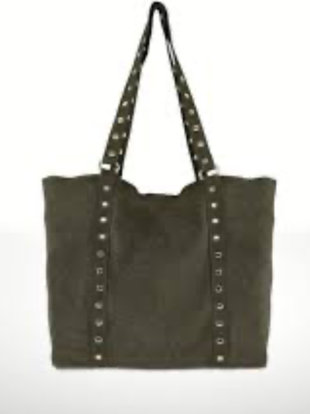 Olive Suede Studded Tote Bag